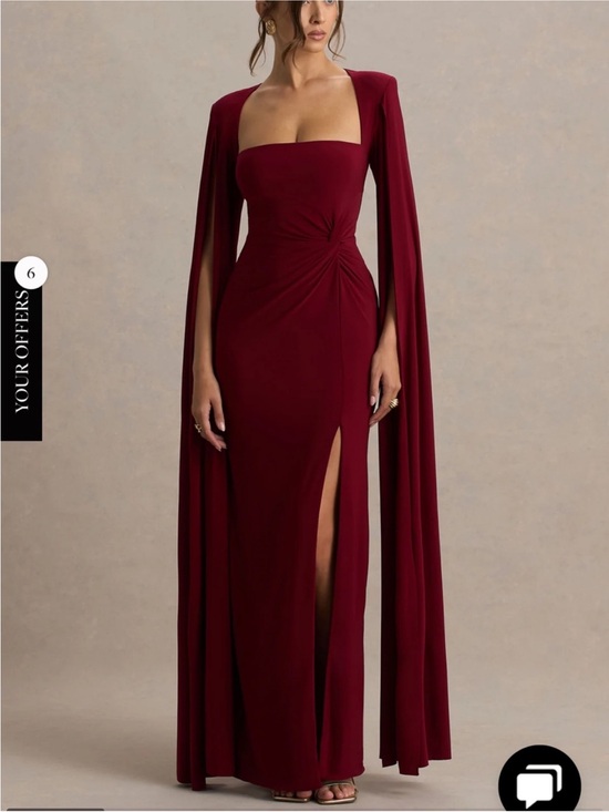 Club L London Dresses & Skirts - Club London CLARETTA Berry Square Neck Twisted Maxi Dress With Cape Sleeves 10